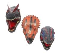 VICASKY 3pcs Dinosaur Hand Puppet Interactive Rubber Role Play for Storytelling and Imaginative Play Triceratops Double Crested and Velociraptor Designs