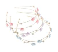 VICASKY 3Pcs Double Row Rhinestone Headbands with Floral Crystal Embellishments Lightweight Metal Resin Hair Accessories for Women Wedding Party Elegant Hairbands