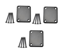 VICASKY 3pcs Electric Guitar Neck Plate Black Connecting Board for Bass Guitar Screws Easy Installation Lightweight Design for Enhanced Neck Strength