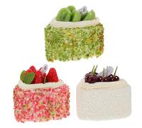 VICASKY 3pcs Faux Fruit Cake Model Heart-shaped Chocolate Cake Decor Lifelike Simulation for Party Photography Props