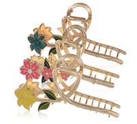 VICASKY 3Pcs Flower Hair Claw Clips for Women Elegant Barrettes for Fine Hair for Casual Formal Styles Durable Headdress Accessories Yellow Lily and Blossom