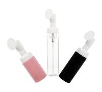 VICASKY 3pcs Foaming Dispenser Brush Bottles Set 100ml, 30ml Pink, 50ml Black with Foaming Pump Heads for Face Washing and Cosmetic Liquid Refill, Travel-friendly Sub Bottles Random Color