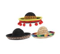 VICASKY 3Pcs Funny Halloween Dog Hat Adorable Mexican Sombrero Style Pet Party Accessory for Dogs and Cats Comfortable Breathable Design for Halloween Birthdays and Photo Shoots