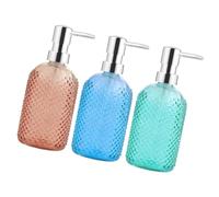 VICASKY 3Pcs Glass Pump Bottles for Shampoo and Body Wash Travel-friendly Refillable Dispensers with Smooth Corner Design Transparent Glass Containers for Home Bathroom Use Random Color