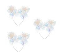 VICASKY 3pcs Glitter Tinsel Star Headband 2026 White Plastic Metal Party | Five Point Star Shape, Lightweight Reusable Wear, Christmas and New Year