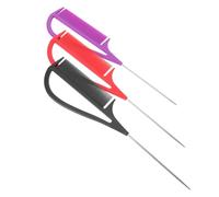 VICASKY 3pcs Hairdressing Parting Comb Set with Long Metal Pins, Professional Teasing and Styling Rat Tail Hair Combs for Salon Hair Sectioning and Braiding, Purple Black Red