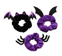 VICASKY 3pcs Halloween Hair Accessory Purple Lint Elastic Ponytail Holders for Women, Unique Festival Atmosphere Design, Holds Hair in Place, for Daily Life and Parties