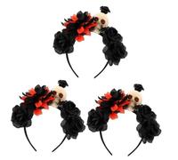 VICASKY 3pcs Halloween Skull Hairband Unique Headband Hair Decorating Prop Vibrant Colors Comfortable Fit Halloween Headdress Party Decor Photo Prop Accessory for Women and Adults