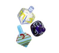 VICASKY 3pcs Handmade Glass Dreidel Decorative Judaica Hanukkah Figurine Holiday Paperweight for Family Traditional Jewish Celebration Keepsake