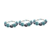 VICASKY 3pcs Handmade Lifelike Bridal Rose Crown Floral Wreath Headband for Wedding Party Blue Wedding Hair Accessories with Open Design Comfortable Fabric and Plastic Flower Headpiece