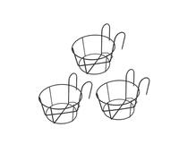 VICASKY 3pcs Hanging Railing Planter Basket Black Wrought Iron Plant Holder with Smooth Edges and Reinforced Hooks for Balcony Fence Outdoor Garden Patio