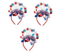 VICASKY 3pcs Independence Day Star Headband Patriotic Floral Hair Hoop for July Party Decorations Comfortable Red White Blue Accessory for Memorial Day Parade and America Celebration