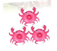 VICASKY 3PCS Inflatable Crab Drink Holders Floating Pool Cup Holders PVC for Hawaiian Luau Beach Party Outdoor Swimming Rosy