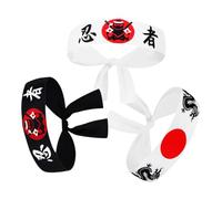 VICASKY 3PCS Japanese Samurai Headbands for Men and Teens Breathable Polyester Ninja Karate Training Hachimaki Headband Soft Durable Sports and Casual Accessories