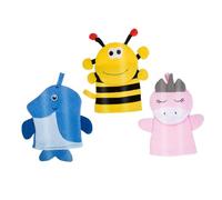 VICASKY 3pcs Kids Bath Mitts Shower Gloves Back Scrubber Set Cartoon Bee Penguin Unicorn Exfoliating Body Scrubbers for Children's Bathing and Shower
