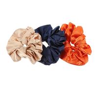 VICASKY 3pcs Large Satin Scrunchy Hair Bands Ponytail Holder for Women Elastic Oversized Hair Ties with Smooth Texture for Buns Half-up Styles in Khaki Orange Navy