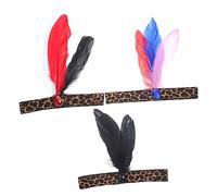 VICASKY 3pcs Leopard Pattern Plume Headband Hair Accessories Set Sequins Festival Party Hairband for Women and Boys and Girls Black Blue Red Purple Red White Black