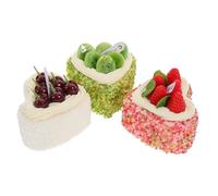VICASKY 3pcs Lifelike Cake Decor Faux Cake Models Heart Shape Artificial Dessert for Baking Photography Decor