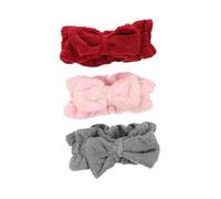 VICASKY 3pcs Makeup Headband for Soft Bowknot Hairbands for Washing Face Comfortable and Durable Hair Accessories Red Pink and Grey for Skincare and Cosmetics