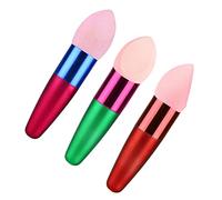 VICASKY 3Pcs Makeup Sponge Wet Dry Foundation Puff Brushes Red Rosy and Green for Blending and Powder Application Reusable and Easy to Clean