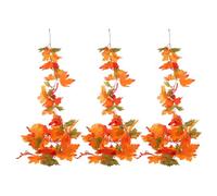 VICASKY 3pcs Maple Leaf Vine Garland, Autumn Wreath Wall Hanging Decor | Maple Leaf Faux Rattan Swag, Front Door Hanging Decor, Autumn Harvest Festival Decoration for Party & Home Garden