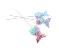 VICASKY 3pcs Mermaid Fairy Wands with Sequin Fish Tail Design Lightweight Magical Party Favors for Birthday Festival and Princess Dress Up Accessories