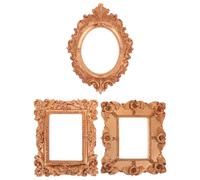 VICASKY 3PCS Mini Antique Resin Photo Frames Vintage Gold Tiny Picture Frames for Manicure Photography DIY Small Wall Tabletop Display Christmas Nail Art Decoration