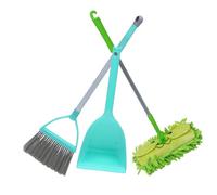 VICASKY 3pcs Mini Cleaning Set for Lightweight Small Broom Dustpan and Flat Mop Green Pretend Play Sweeping Kit for Indoor and Outdoor Role Playing Helpers