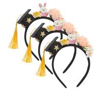 VICASKY 3pcs Mini Graduation Cap Headband Comfortable Hair Accessories for Preschool Kindergarten Vibrant Colors for Graduation Photo Props Lightweight Design for All Day Wear