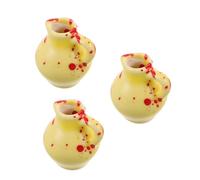 VICASKY 3pcs Miniature Ceramic Flower Pots Hand Made Mini Pottery for Dollhouse Scenery Props Fairy Garden Decor Compact Doll House Accessories