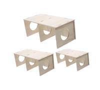 VICASKY 3pcs Multi Chamber Hamster Hideout Natural Wood Houses for Hamsters Hedgehogs and Small Pets Space Saving Private Retreat Easy to Clean and Durable
