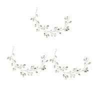 VICASKY 3pcs Pearl Rhinestone Hair Vine for Bridal Wedding Elegant Soft Chain Headpiece with Delicate Pearl Decor Womens Charming Hair Accessory for Weddings and Parties