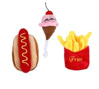 VICASKY 3pcs Pet Food Simulation Plush for Dogs and Cats, Educational Companion Squeak Sound, Soft Plush Material for Fetching and Tug of War Play