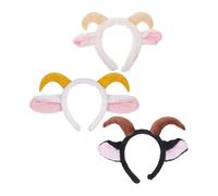 VICASKY 3pcs Plush Sheep Ears Headband with Stretchable Band and Adaptable Size, Soft Lamb Horns for Halloween, Christmas, Easter Parties and Cosplay Accessories