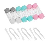 VICASKY 3pcs Portable Contact Case Set with Applicator and Remover Tools, Plastic Storage Boxes in Grey, Lake Blue and Pink, Travel Contact Soak Storage Kit for Eye Care