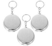 VICASKY 3pcs Portable Metal Ashtray Keychains with Lid Compact Pocket Smoking Ash Holder Cases for Travel and Outdoor Use Multipurpose Storage for Cigarette Butts Silver