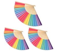 VICASKY 3pcs Portable Rainbow Folding Fans with Plastic Material and Delicate Elegant Style, for Summer Hot Days and Stage Show, Not Easy to Break Handheld Cooling Fan Color Color