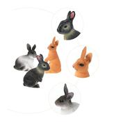 VICASKY 3pcs Realistic Rabbit Figurine for Simulation Bunny Models in Yellow Gray Black Educational Animal for Imagination Cognition and Home Decoration