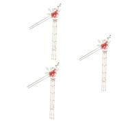 VICASKY 3pcs Retro Chinese Hair Chopstick with Pearl Flower Design Vintage Hair Fork for Women and Elegant Hanfu Style Hairpin Accessory for Special Occasions and Everyday Styling