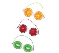 VICASKY 3pcs Reusable Cooling Gel Eye Masks Cold Compress for Eyes with Elastic Band Fruit Design Ice Pads Set for Dark Circles and Swelling Relief