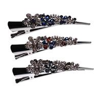 VICASKY 3pcs Rhinestone Hair Clips Vintage Alligator Clips for Women Large Crystal Hairpins in Blue Grey and Rainbow Colors for Styling Fine Hair