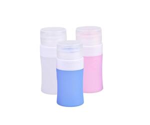 VICASKY 3PCS Silicone Refillable Travel Bottles Portable Squeezing Lotion Dispensers for Cosmetics Shampoo Conditioner Reusable Cylinder Containers in Blue White Pink