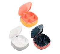 VICASKY 3Pcs Small Portable Supplement Case Pill Organizer with Sealed Compartments for Daily Medicine Storage Travel Pocket Use Blue Pink Gray