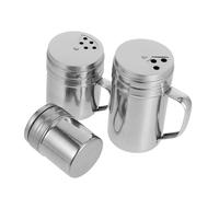 VICASKY 3pcs Stainless Steel Spice Jars Set with Handles Rotatable Seasoning Shakers for Salt Pepper and Ground Spices Multipurpose Containers for Home Kitchen BBQ Cooking