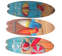 VICASKY 3Pcs Surfboard Shaped Wooden Sign Coastal Wall Decor Ocean Themed Vintage Style for Bathroom Beach Party Tropical Rustic Hanging Plaques