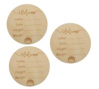 VICASKY 3pcs Unique Wooden Baby Birth Announcement Sign Round Newborn Name Plate Elegant Nursery Decor Ideal Present for Mom