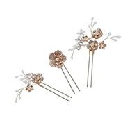 VICASKY 3pcs Vintage Pearl Hairpins for Weddings Elegant Bridal Headdress with Rhinestones Stylish U Shape Hair Forks for Brides and Special Occasions Wedding Hair Accessories