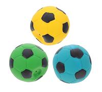 VICASKY 3Pcs Wear Resistant Soccer Shaped Chewing for Dogs Soft Latex Molar Playthings for Dogs Portable Interactive Household Pet Balls Yellow Blue Green