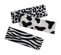 VICASKY 3pcs Women Hair Bands Stretch Headwraps Knitting Material with Breathable and Smooth Wiring, Zebra and Cow Printed Elastic Makeup Hair Headbands for Face Mask and Workout