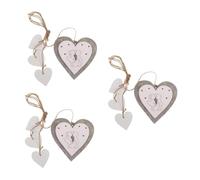 VICASKY 3pcs Wood Heart Hanging Ornaments for Wedding and Home Decor Hollow Heart Shape Wood Craft with Fine Detail Versatile DIY Craft for Romantic Party Decorations and Living
